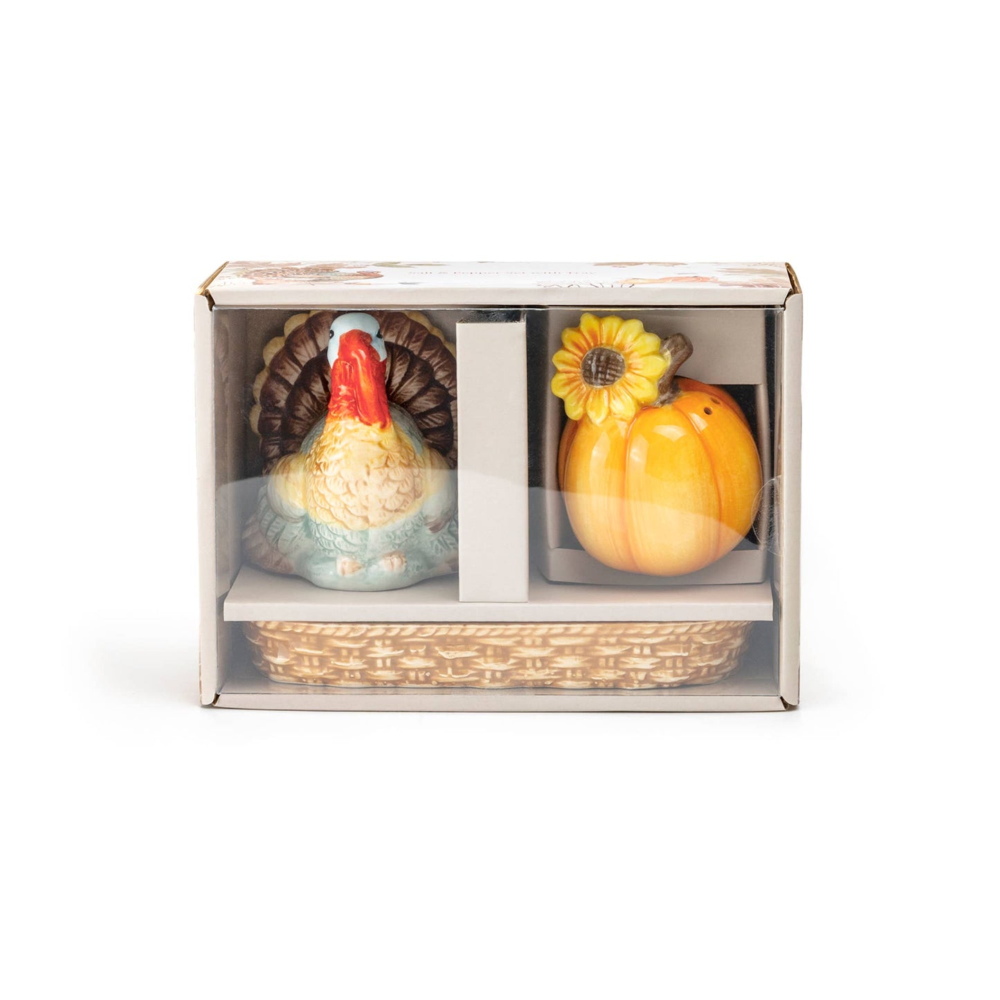 Grace Teaware - Gift Boxed Turkey and Pumpkin Salt and Pepper Shaker Set