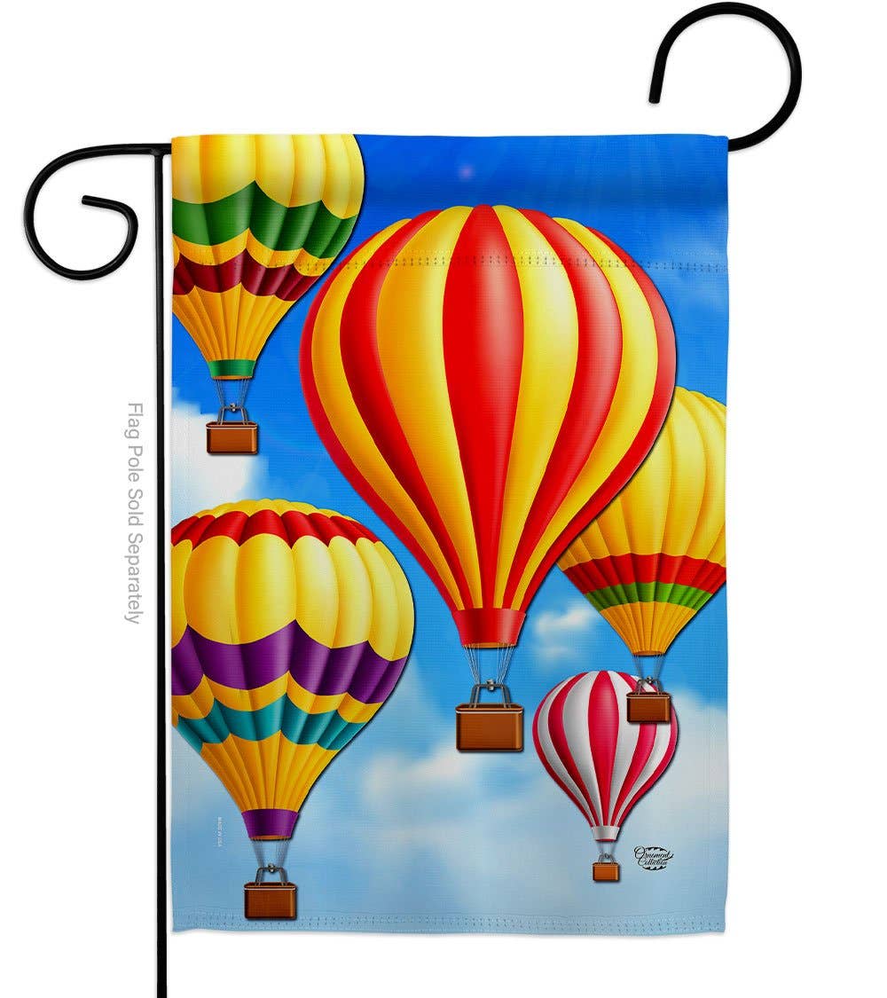 Two Group Flag Co - Hot Air Balloon Mass Summertime Decor Flag: Garden Flag 13" x 18.5" Only / Double Sided-Thick Fabric
