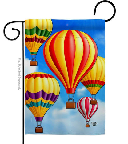 Two Group Flag Co - Hot Air Balloon Mass Summertime Decor Flag: Garden Flag 13" x 18.5" Only / Double Sided-Thick Fabric