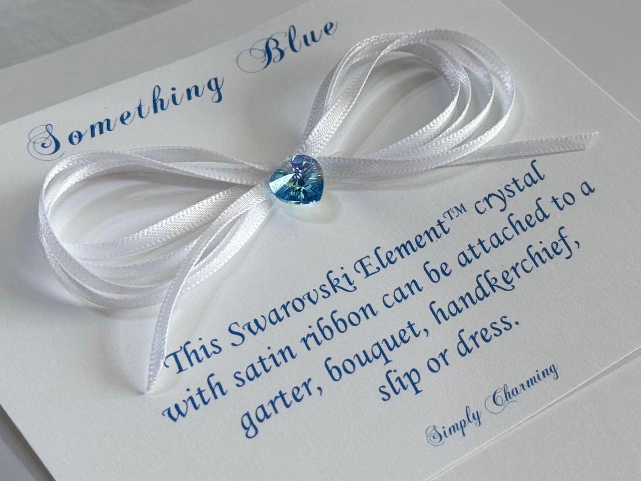 Simply Charming - Something Blue Crystal W/ Ribbon: White