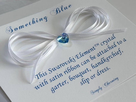 Simply Charming - Something Blue Crystal W/ Ribbon: White