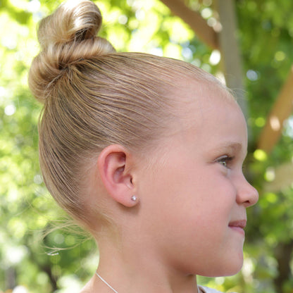 Cherished Moments - Sterling Silver Clear CZ Stud Earrings for Baby and Children