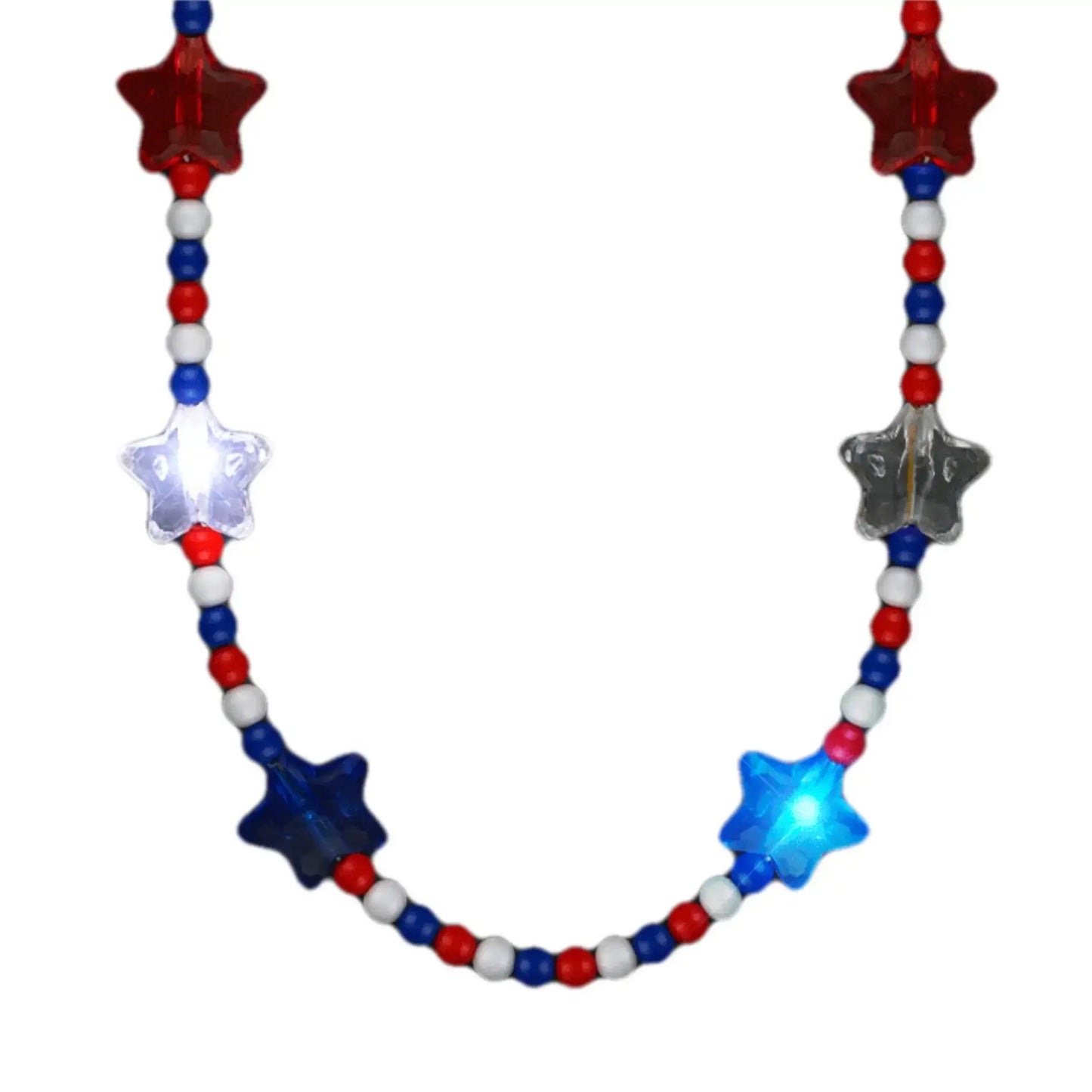Blinkee.com, LLC - Flashing Patriotic Disco Prism Stars Red White Blue Necklace