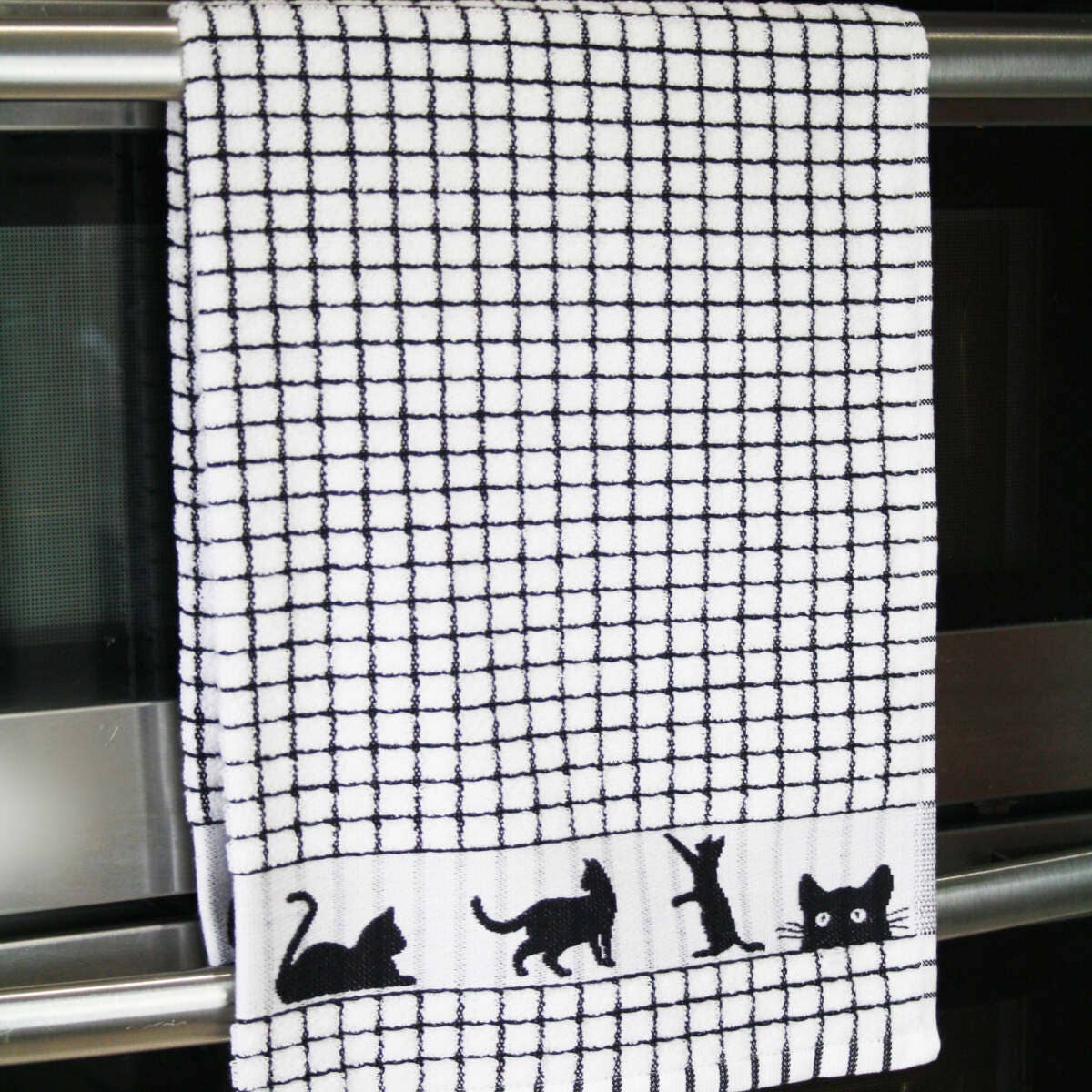 Dublin Gift Company - Poli-Dri Jacquard Black Cat Tea Towel: Pack of 2