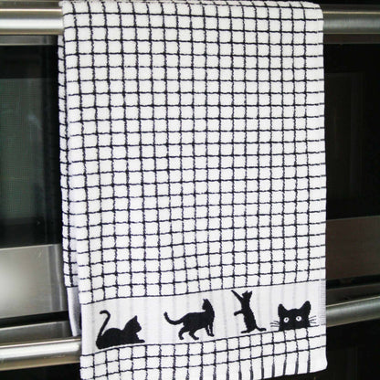 Dublin Gift Company - Poli-Dri Jacquard Black Cat Tea Towel: Pack of 2