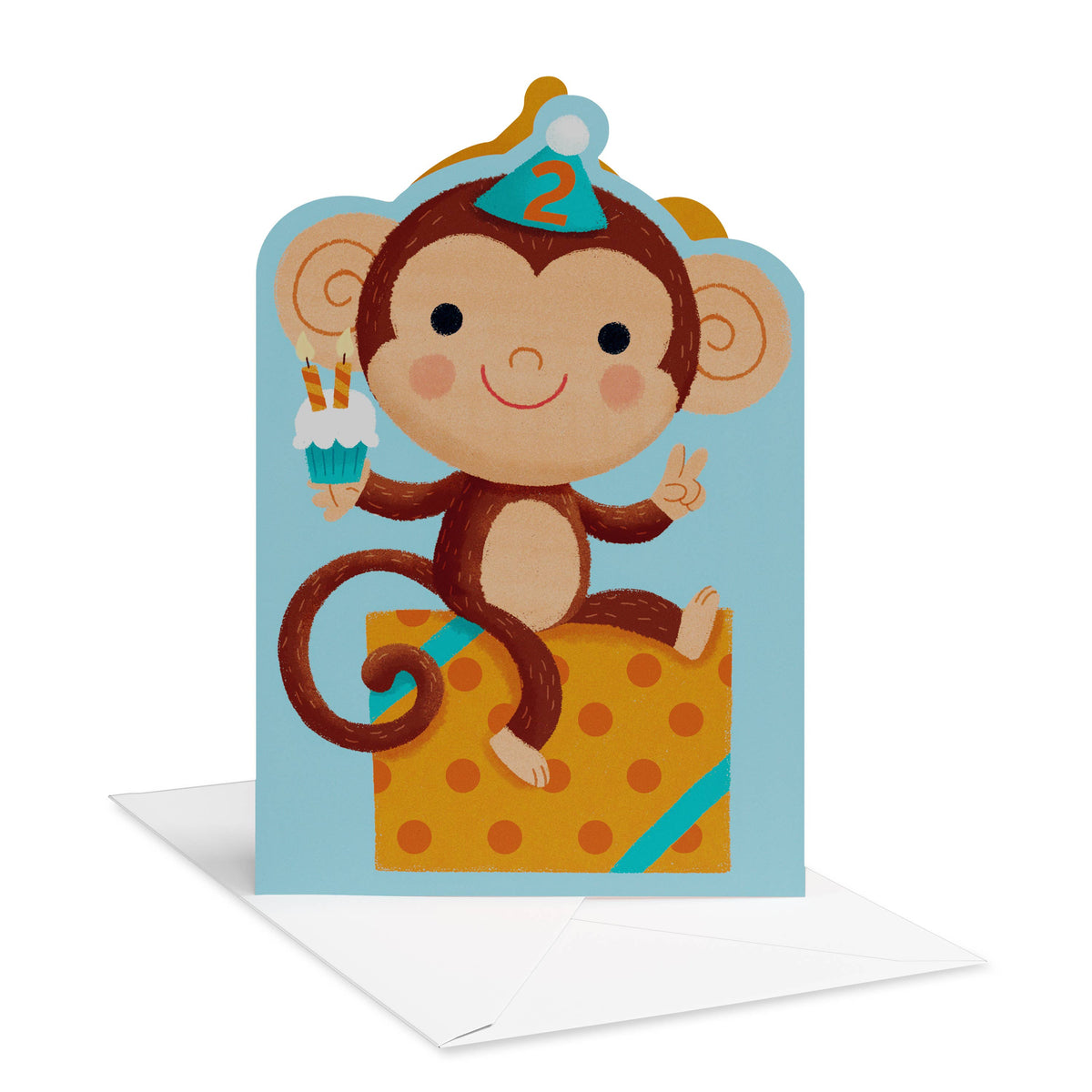 DICKENS INC. - 2nd Birthday Card for Boy (Cheerful Monkey)