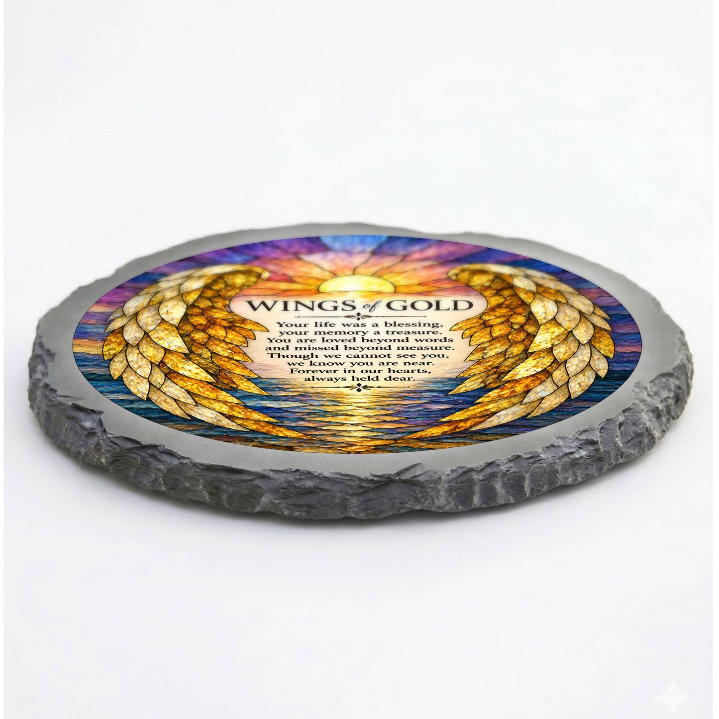 Cottage Garden - Stain Glass Artwork  WINGS OF GOLD STONE GRAY