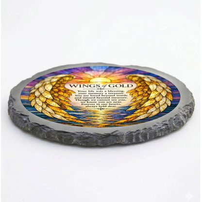 Cottage Garden - Stain Glass Artwork  WINGS OF GOLD STONE GRAY