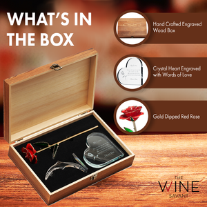 The Wine Savant /  Khen Glassware - Anniversary, Birthday & Everyday 24K Gold Rose Love Box