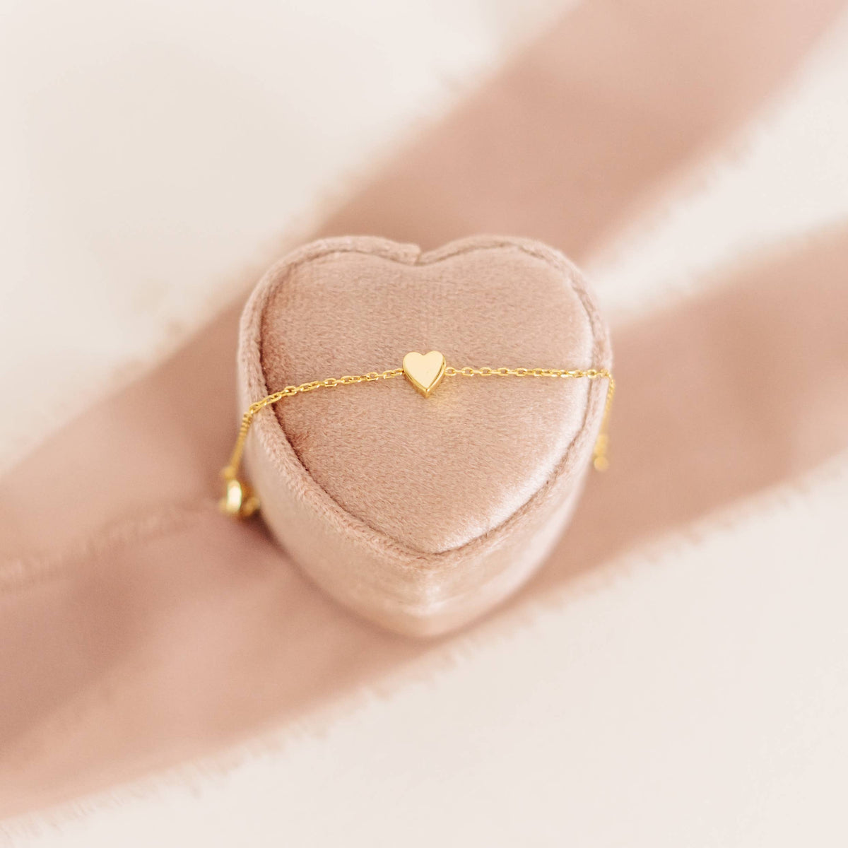 Cherished Moments - 14k Gold-Plated Dainty Heart Chain Baby Bracelet Engravable: Large 6-12 Years