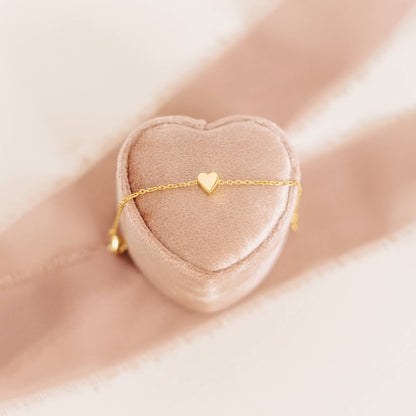 Cherished Moments - 14k Gold-Plated Dainty Heart Chain Baby Bracelet Engravable: Large 6-12 Years