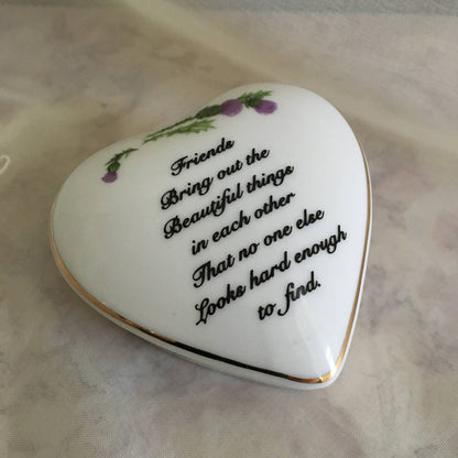 CBE Inc - Porcelain Heart Shaped Keepsake Box-Friendship Saying: Shamrock