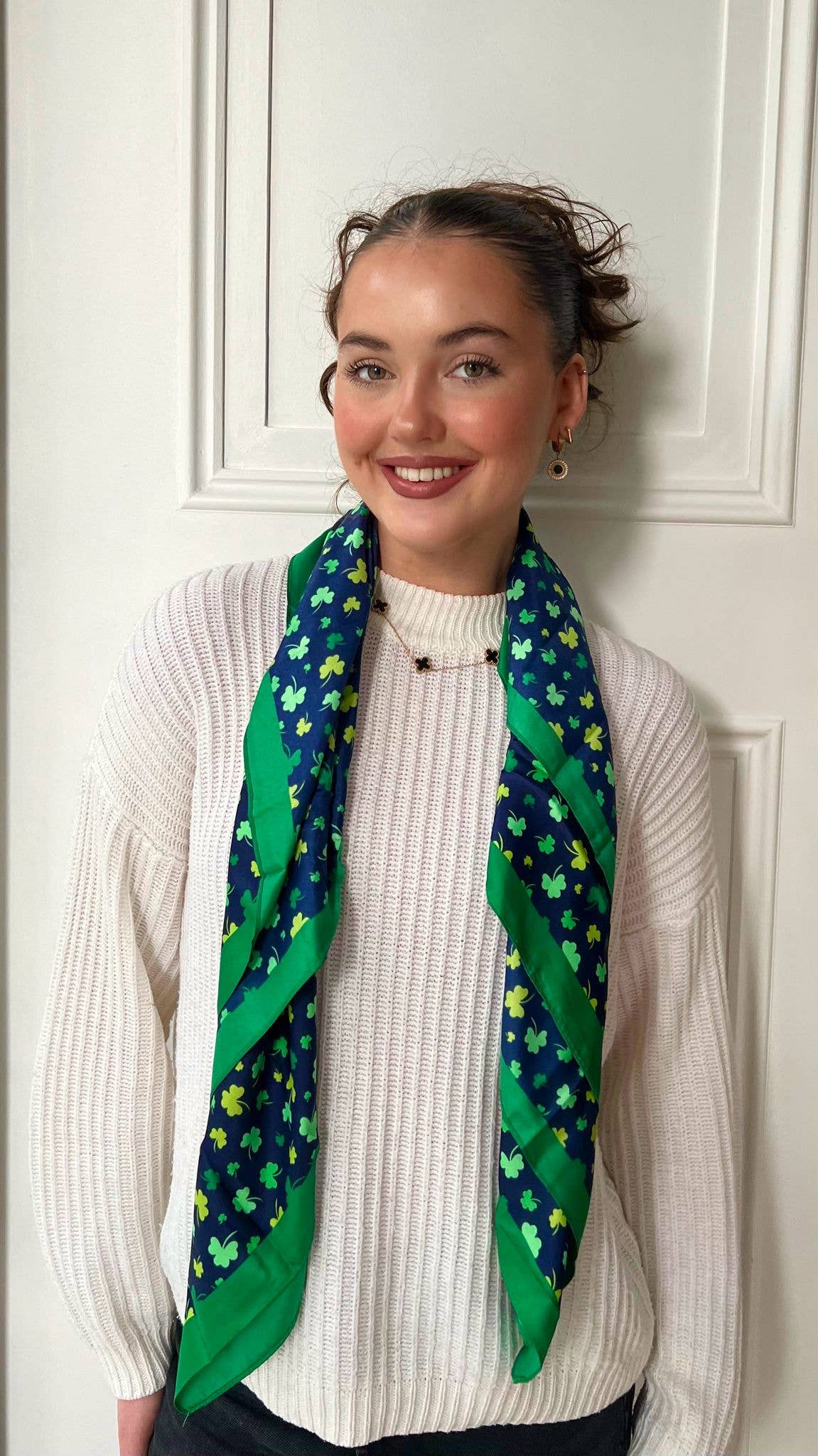 Celtic Ore Crafts - IRS-036D Polysilk Scarf Shamrock Green/Navy