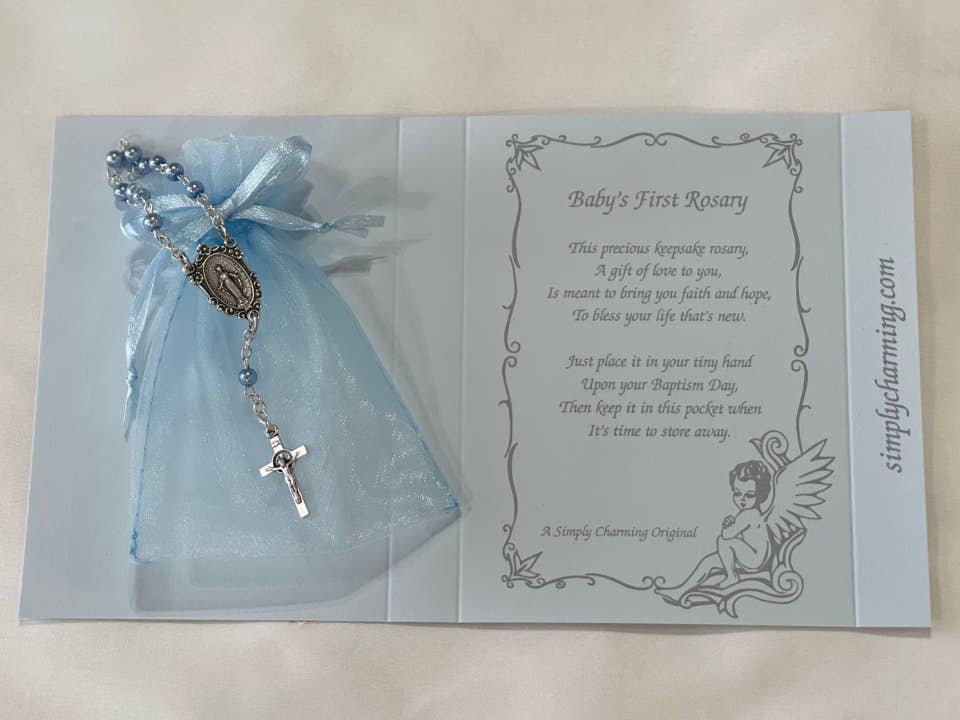 Simply Charming - Keepsake Baby's First Rosary Gift Boxed: Blue