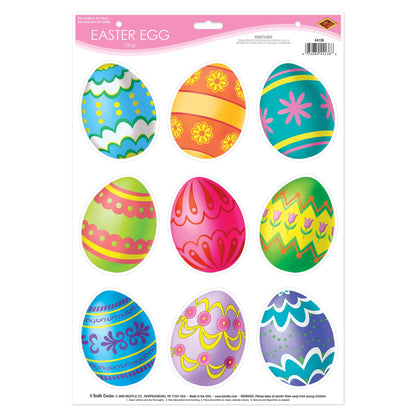 Beistle - Easter Egg Clings, 12" x 17" Sheets, 9 per sheet