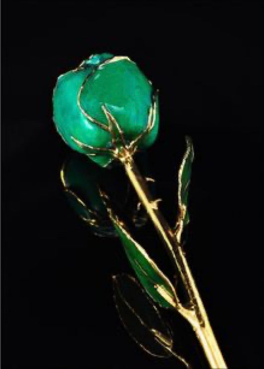 The Rose Lady Gold Trimmed Rose Turquoise Green