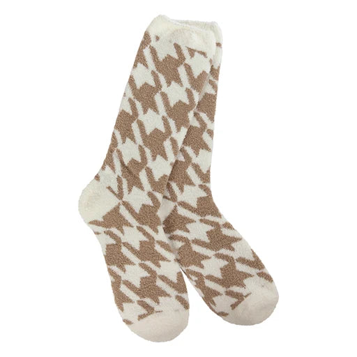 World’s Softest Cali Crew Sock Houndstooth Portabella