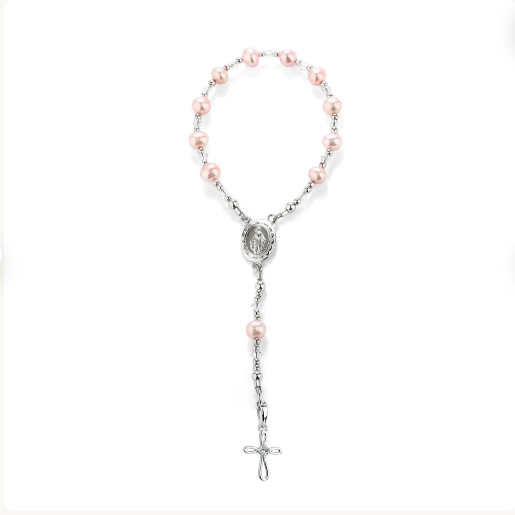 Sterling Silver Pink Baby Rosary Girl