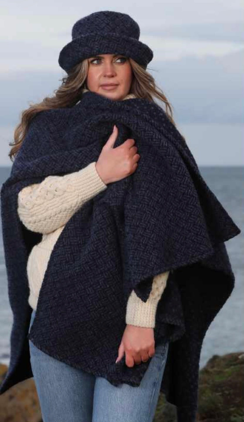 Branigan Weavers Ruana Tara Navy/Indigo
