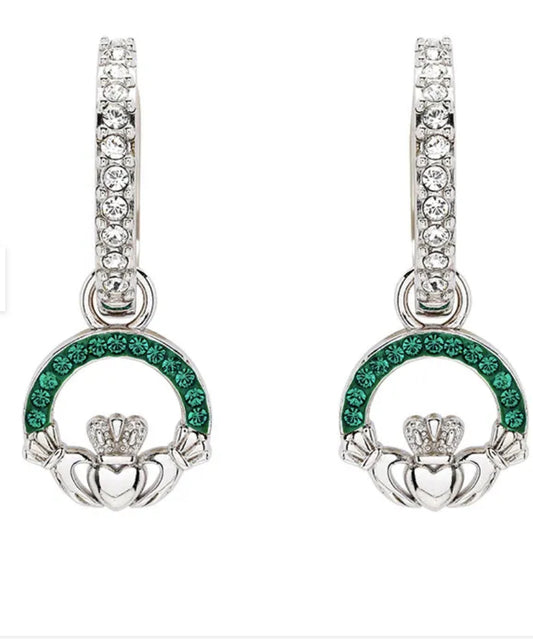 ShanOre Sterling Silver & Crystal Claddagh Earrings