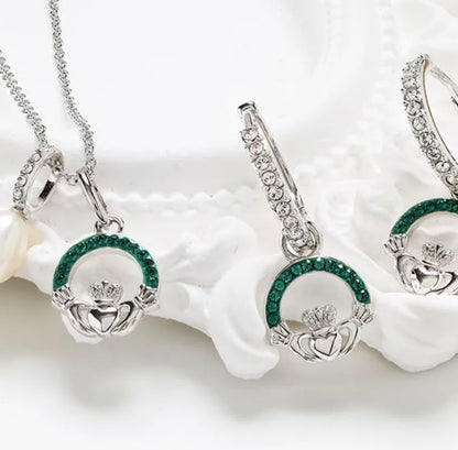 ShanOre Sterling Silver & Crystal Claddagh Earrings