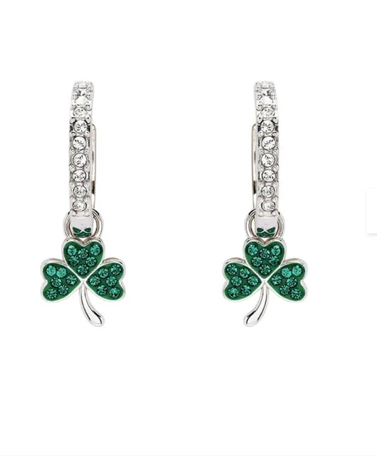 ShanOre Sterling Silver Shamrock Crystal Earrings