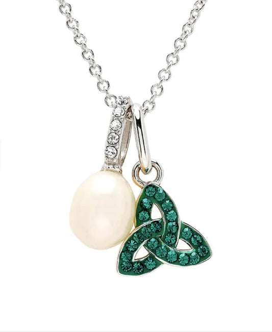 ShanOre Sterling Silver & Crystal Trinity Knot Necklace With Pearl