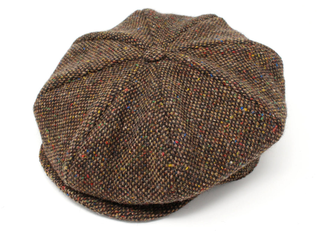 Hanna Hats of Donegal Eight Piece Brown Salt & Pepper Tweed Cap