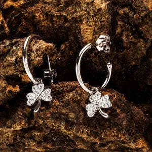 ShanOre Sterling Silver Crystal Hoop Shamrock Earrings