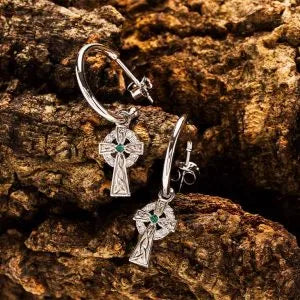 ShanOre Sterling Silver Crystal Cross Hoop Earrings