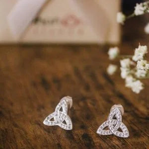 Trinity Knot Stud Earrings Adorned With Crystals