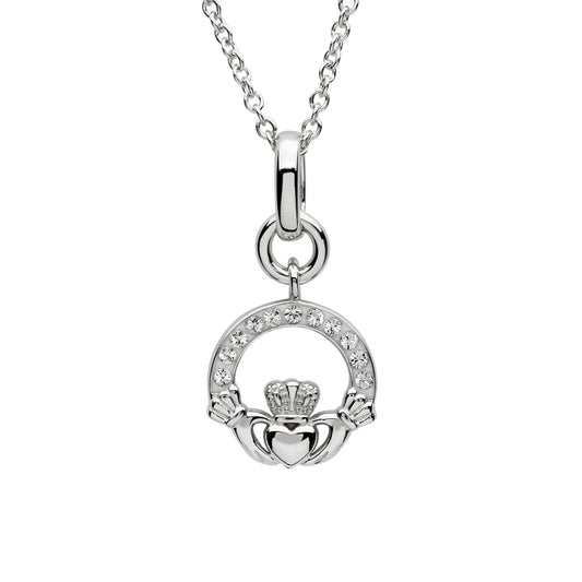 ShanOre Silver Crystal Set Claddagh Pendant