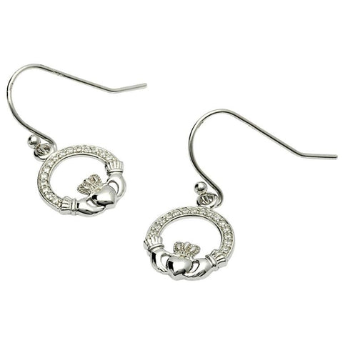 Claddagh Earrings Adorned With Crystals