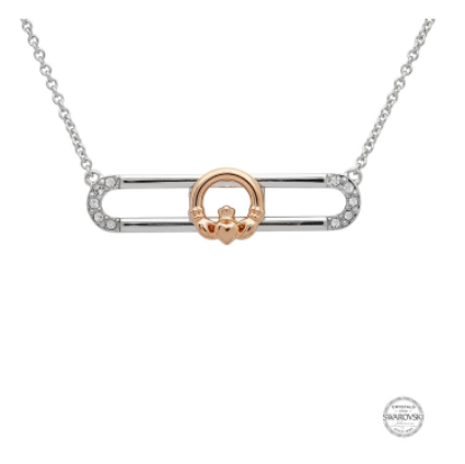 ShanOre Sterling Silver Rose Gold Plated Slider Claddagh Necklace