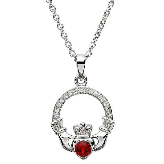 ShanOre Claddagh January Birthstone Pendant Adorned With Crystals