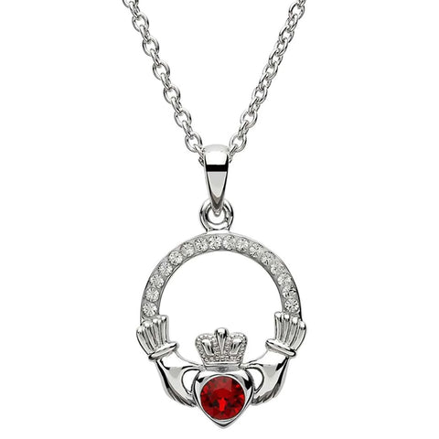 Claddagh January Birthstone Pendant Adorned With Crystals