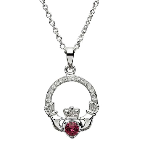 Claddagh February Birthstone Pendant Adorned With Crystals