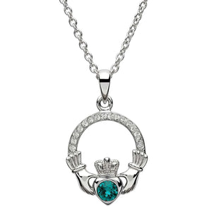 Claddagh May Birthstone Pendant Adorned With Crystals