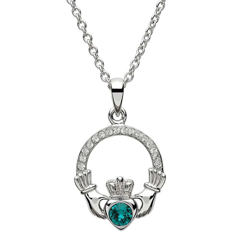 Claddagh May Birthstone Pendant Adorned With Crystals