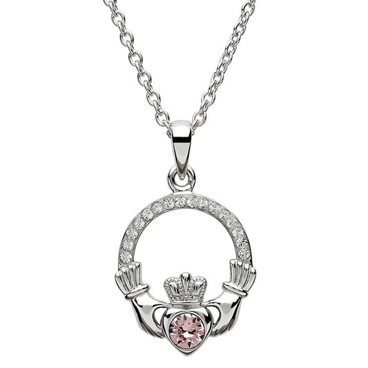 ShanOre Claddagh June Birthstone Pendant Adorned With Crystals