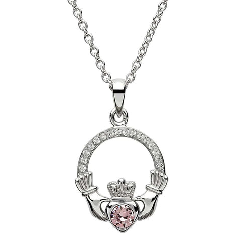 Claddagh June Birthstone Pendant Adorned With Crystals