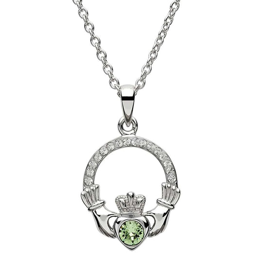 ShanOre Claddagh Birthstone August Pendant With Crystals