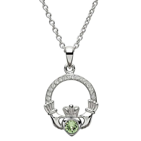 Claddagh Birthstone August Pendant With Crystals