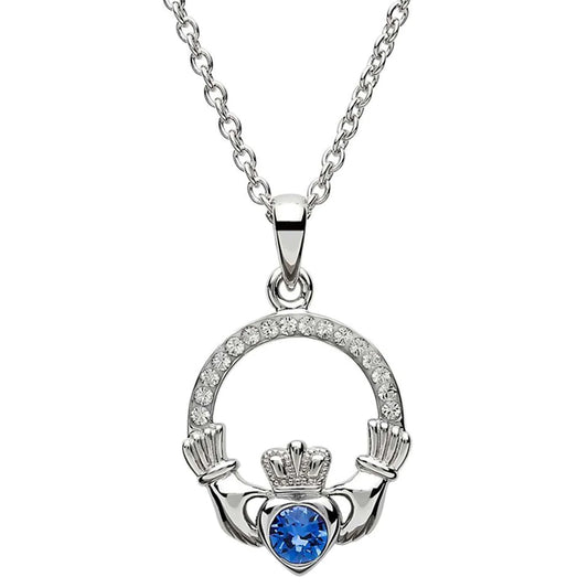 ShanOre Claddagh September Birthstone Pendant Adorned With Crystals