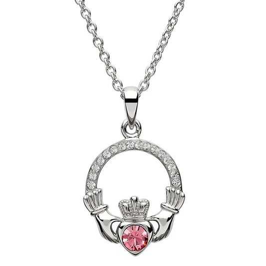 ShanOre Claddagh October Birthstone Pendant Adorned With Crystals