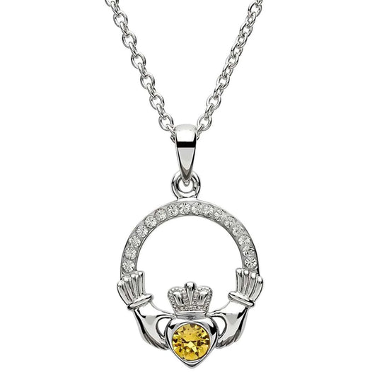 ShanOre Claddagh November Birthstone Pendant Adorned With Crystals