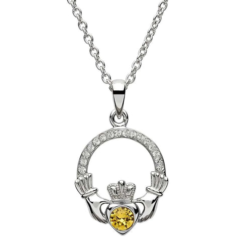 Claddagh November Birthstone Pendant Adorned With Crystals