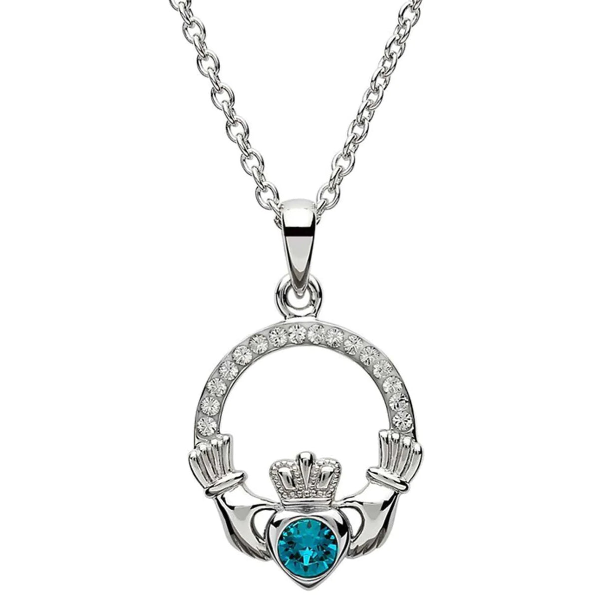 ShanOre Claddagh December Birthstone Pendant Adorned With Crystals