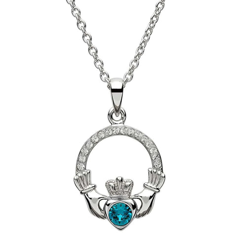 Claddagh December Birthstone Pendant Adorned With Crystals