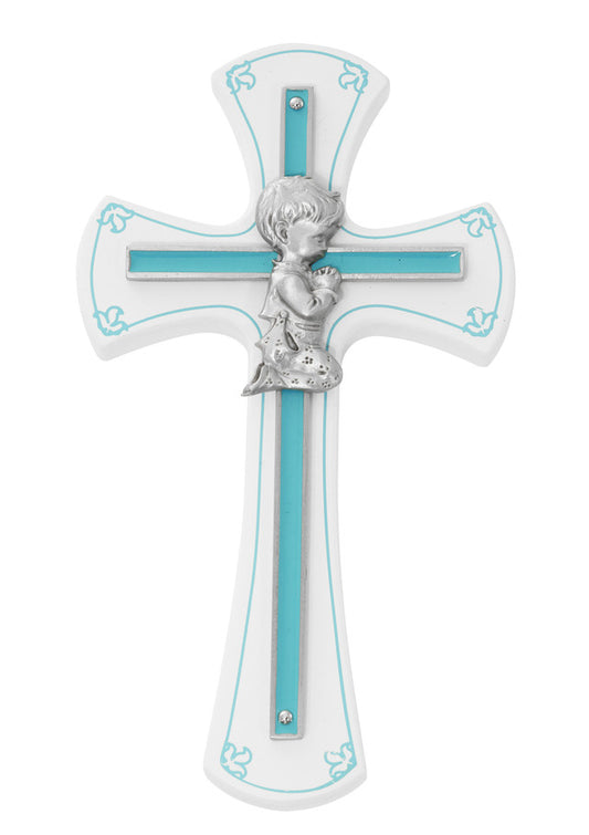 7” Boy Cross On White Wood